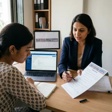 Student and advisor planning international university applications