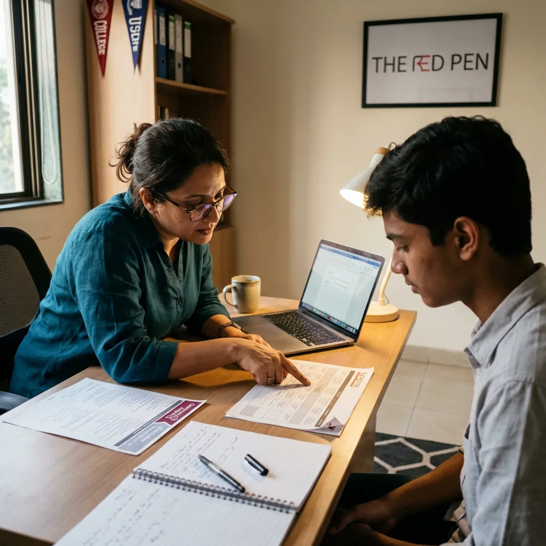 Consultant guiding a student through study abroad application steps