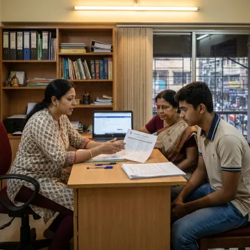 Education consultant advising student on university admissions
