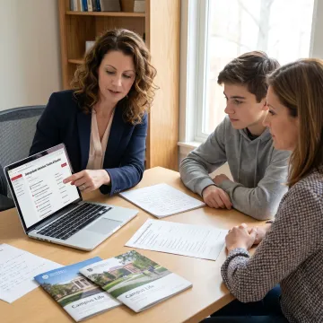 Consultant guiding a student through an admissions timeline