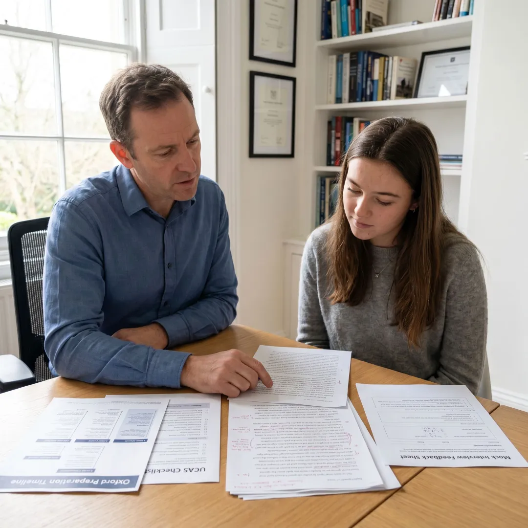 Consultant guiding student through Oxford application process