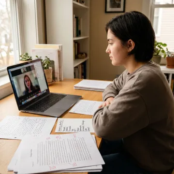 Consultant coaching a student online