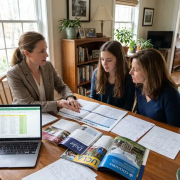 Consultant planning college application steps with student