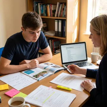 Education counsellor guiding students through university application planning