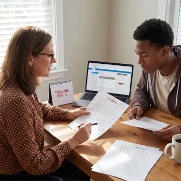 Student and admissions consultant planning a business school application