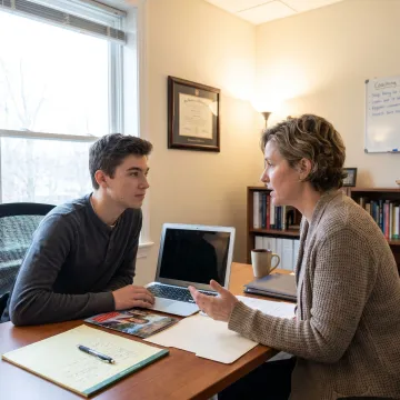 Student preparing for a university interview with a consultant