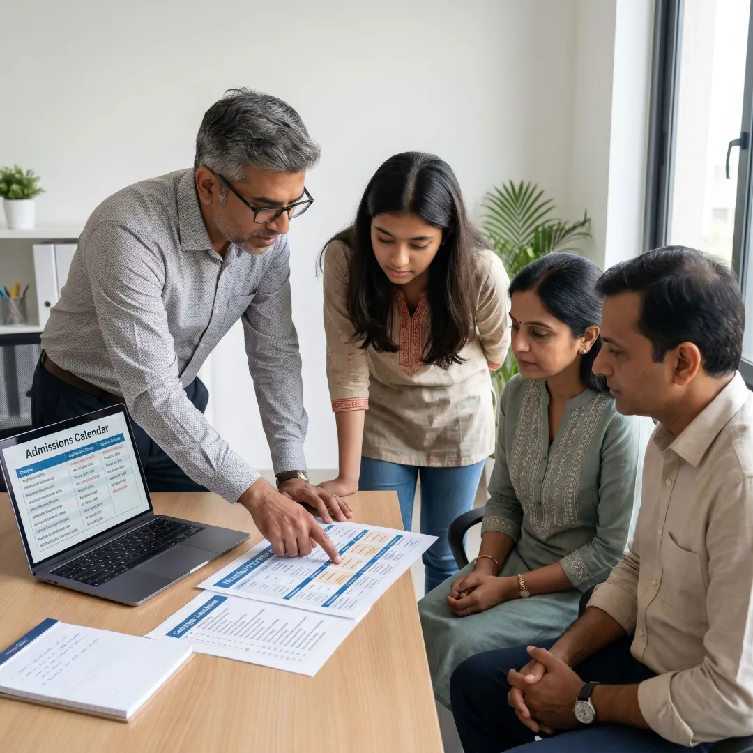 Admissions consultant reviewing application timeline