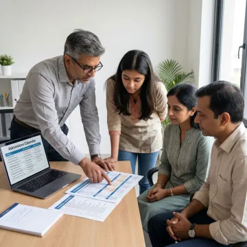 Admissions consultant reviewing application timeline
