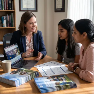 Study abroad consultant advising a student