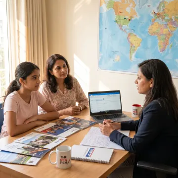 Student consulting with overseas education advisor