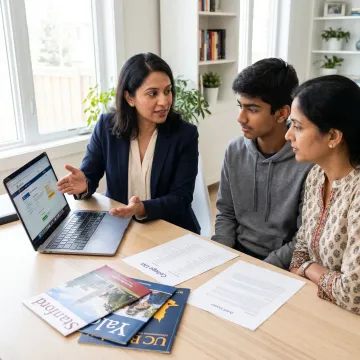 Study abroad consultant advising a student
