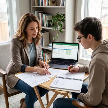 Education consultant reviewing study abroad plan with student