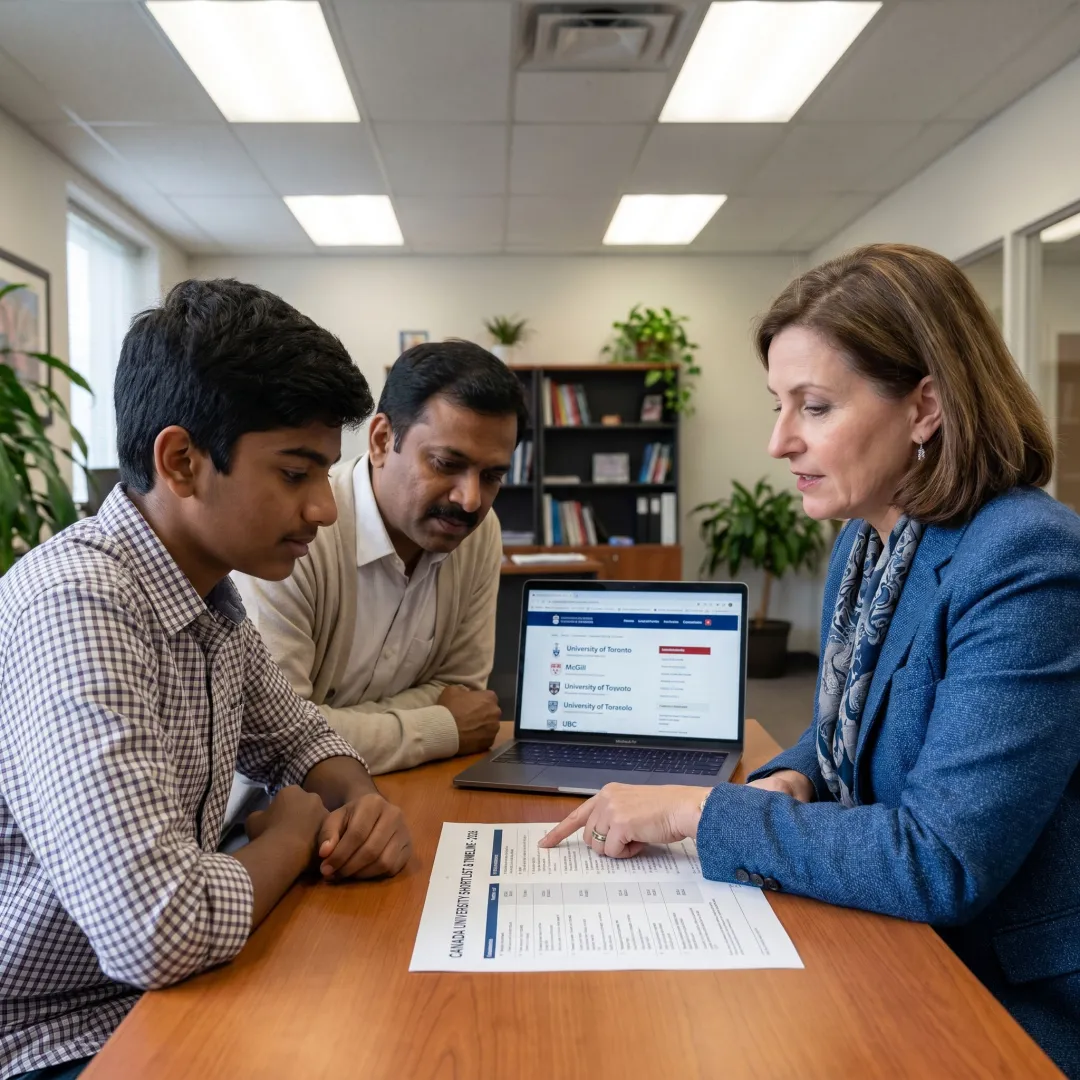 Consultant reviewing Canada university shortlist