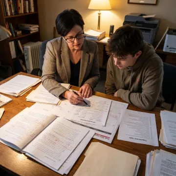 Consultant reviewing university application plan with student
