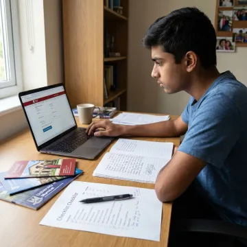 College preparation student studying online