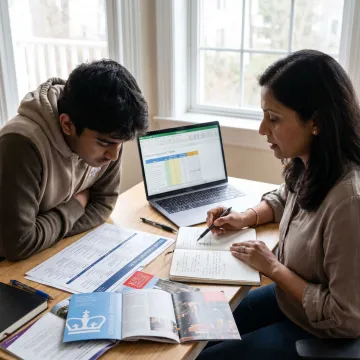 Student reviewing college preparation plan