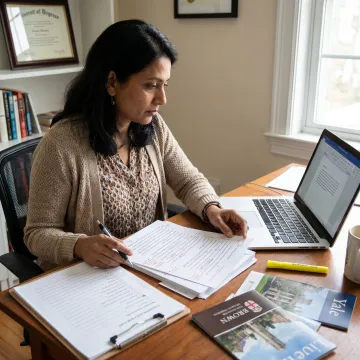 Consultant reviewing a student application essay
