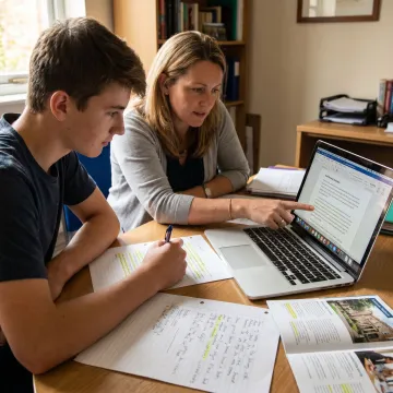 Student working on a personal statement with an admissions coach