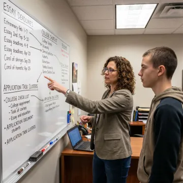 Admissions coach mapping application deadlines with a student