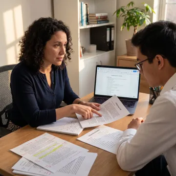 Admissions consultant reviewing a college application essay