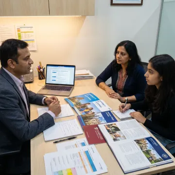 Student receiving education career counselling