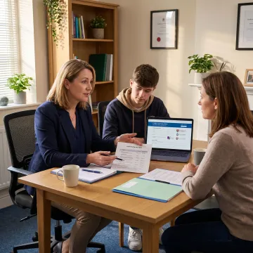 Admissions consultant guiding student through college shortlist