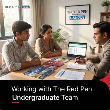 Student comparing college options with admissions consultant
