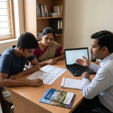 Student discussing overseas education plans with a consultant