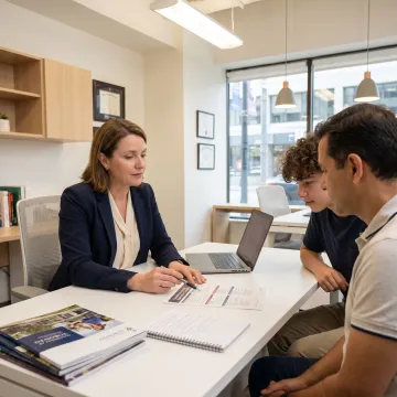 Consultant guiding a student through university application planning