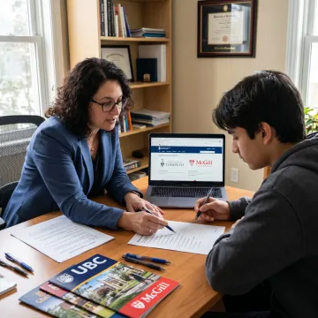 Consultant reviewing Canada university application steps