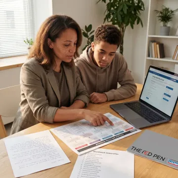 Education counsellor reviewing college application roadmap with student