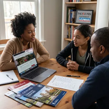 Student and consultant reviewing university application plan