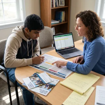 Student reviewing overseas university application plan