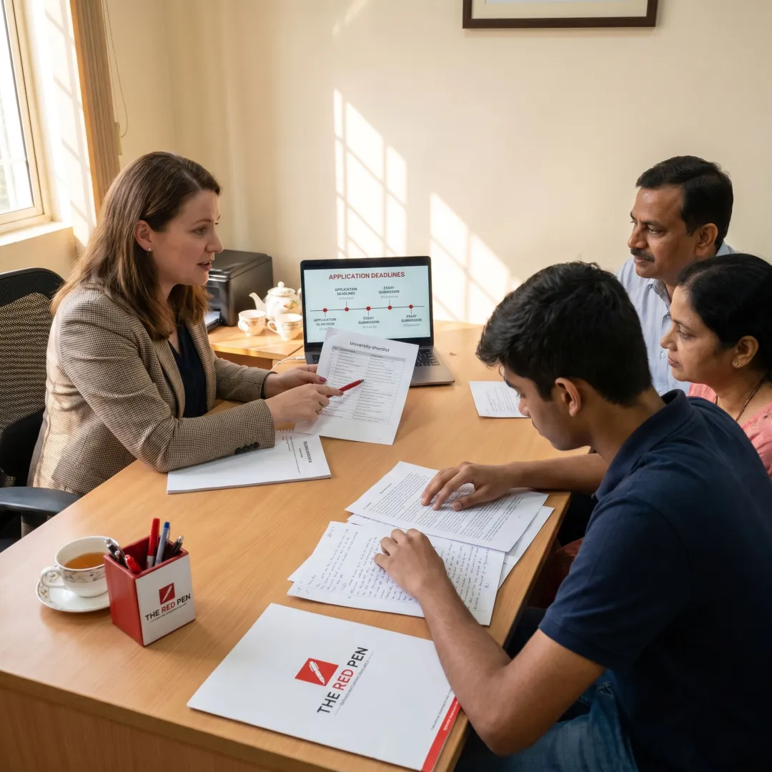 Consultant reviewing study abroad applications with student