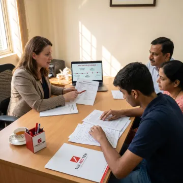 Consultant reviewing study abroad applications with student