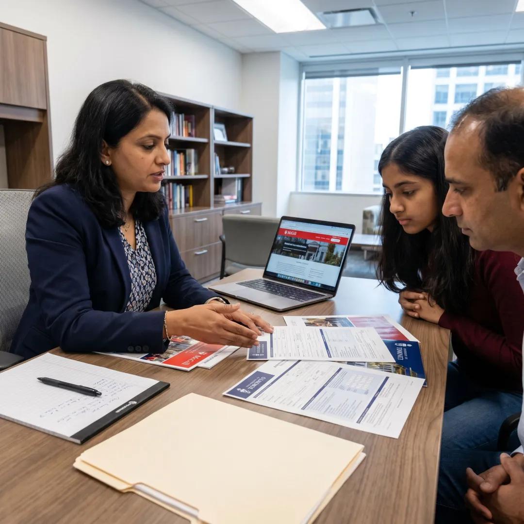 Consultant guiding a student through Canada university applications