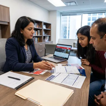 Consultant guiding a student through Canada university applications