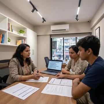 Consultant reviewing study abroad applications with a student