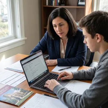 Consultant reviewing study abroad application plan with student
