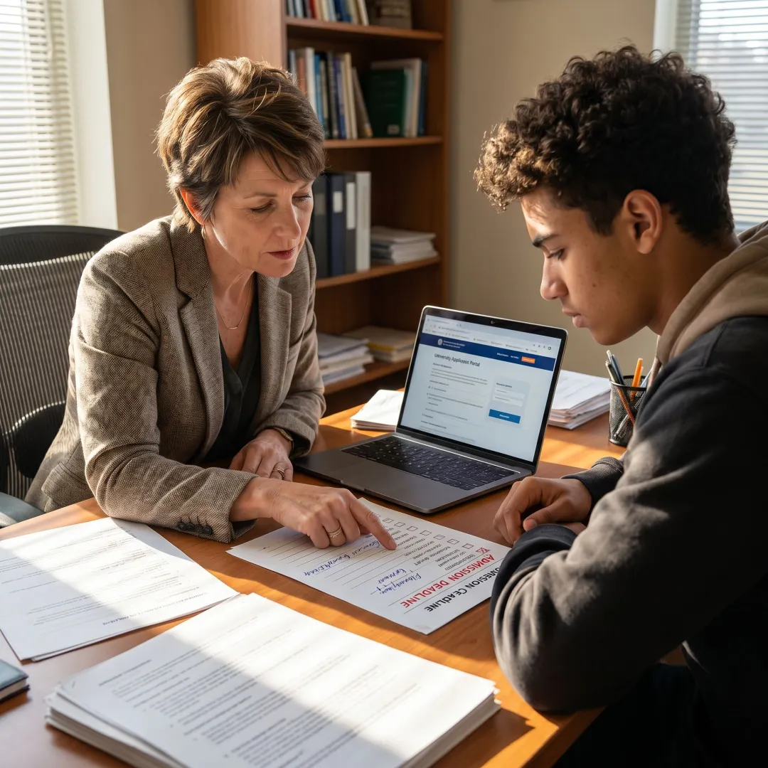 Consultant guiding a student through applications