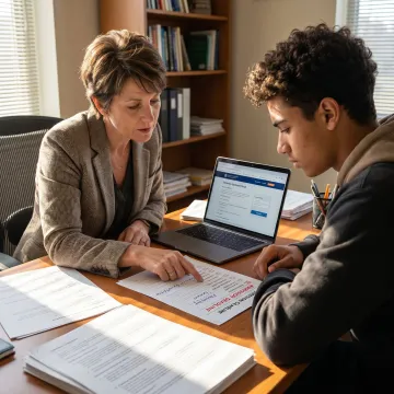 Consultant guiding a student through applications