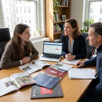 Private education consultant advising student and parent