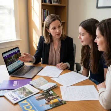 Study abroad consultant advising a student