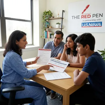 Counsellor guiding an Indian student through university admissions planning