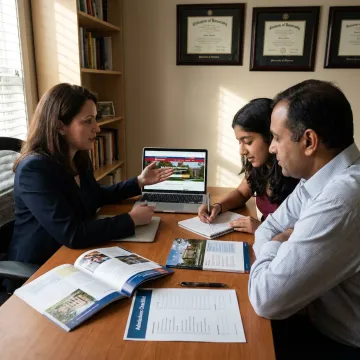 Student discussing USA university admissions with an education consultant