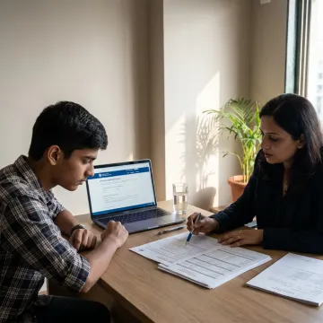 Indian student planning study abroad applications with a consultant