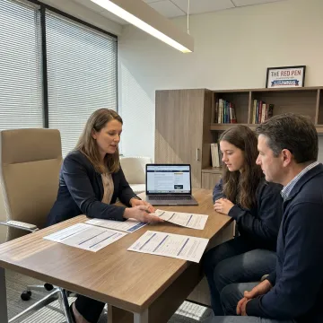 Student discussing university application strategy with education consultant
