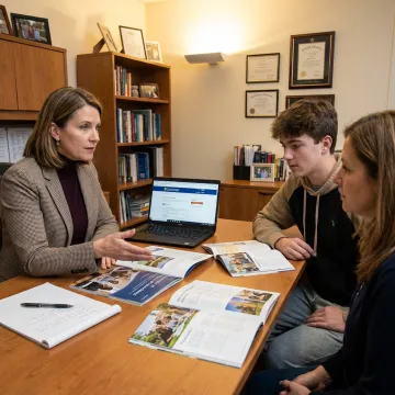Study abroad consultant guiding student and parents