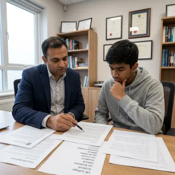 Education consultant reviewing study abroad applications