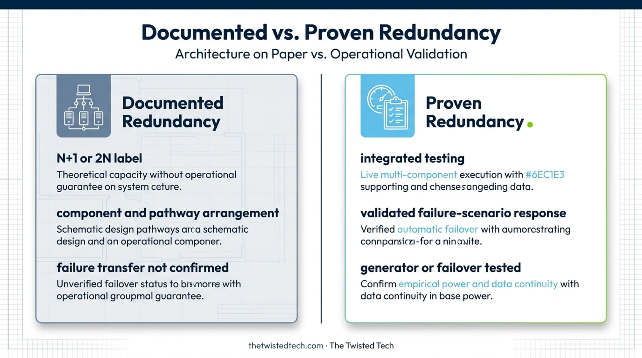 Documented versus proven data center redundancy comparison